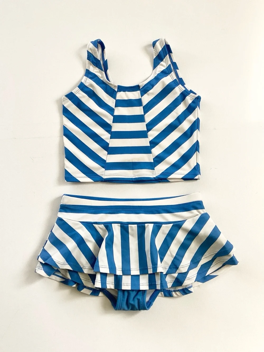 Hanna Andersson Blue and White Striped Two Piece Swim Suit